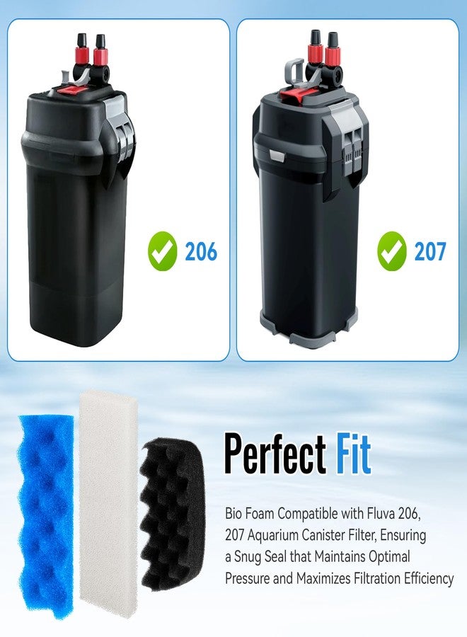 Antrys 206/207 Bio Foam Replacement Aquarium Filter Media Kit Compatible with Fluval 206/207 Canister Filters, Bio Foam Sponge Set - 4 White, 4 Blue & 2 Black Foam for Biological and Mechanical Filtration - Image 2